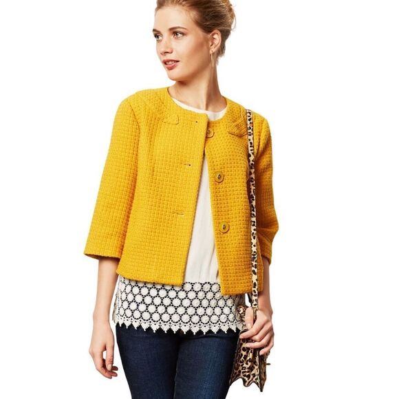 Tabitha Anthropologie Marigold Wool Blend Swing Coat - Picture 2 of 8